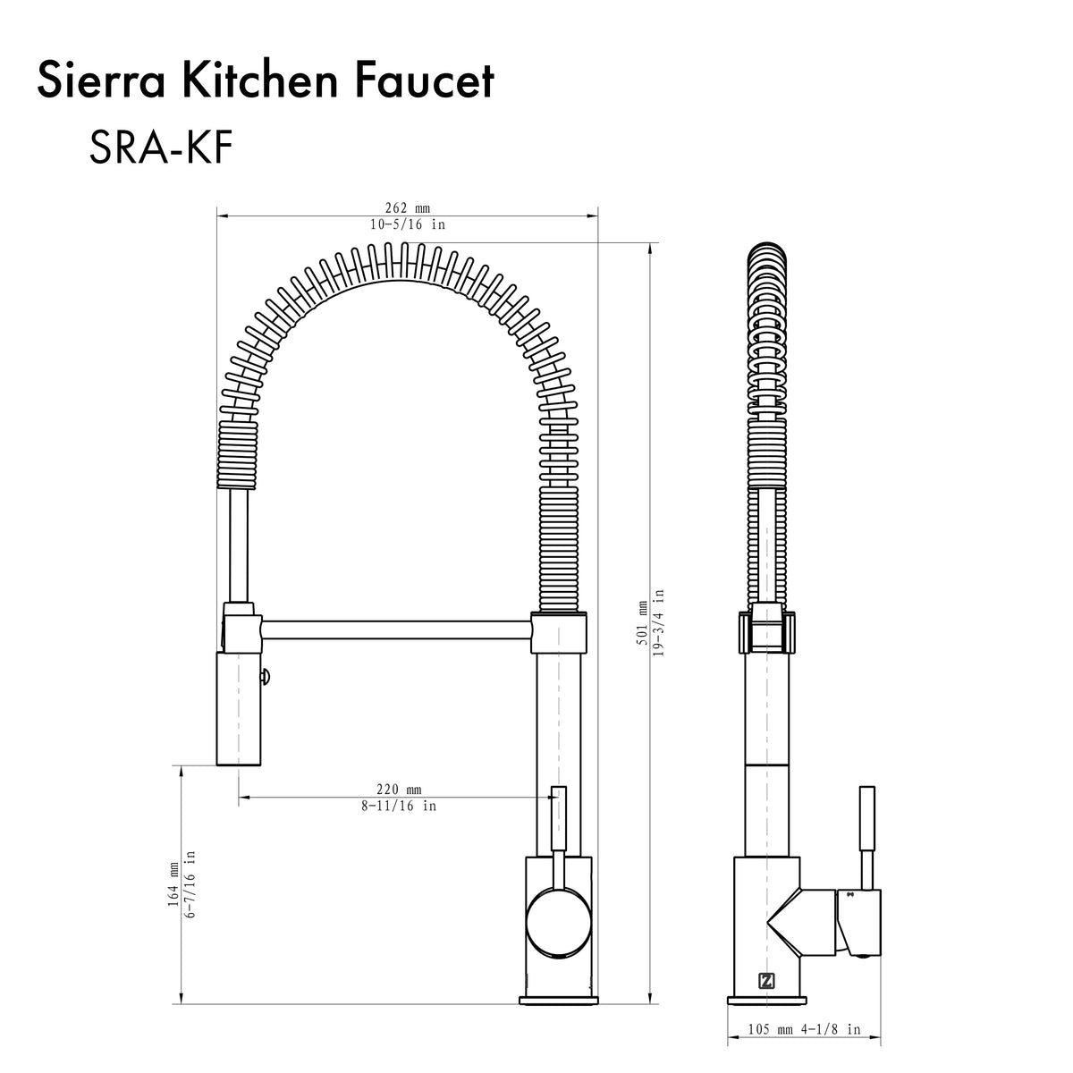 SRA-KF-PG - Sierra Kitchen Faucet in Polished Gold