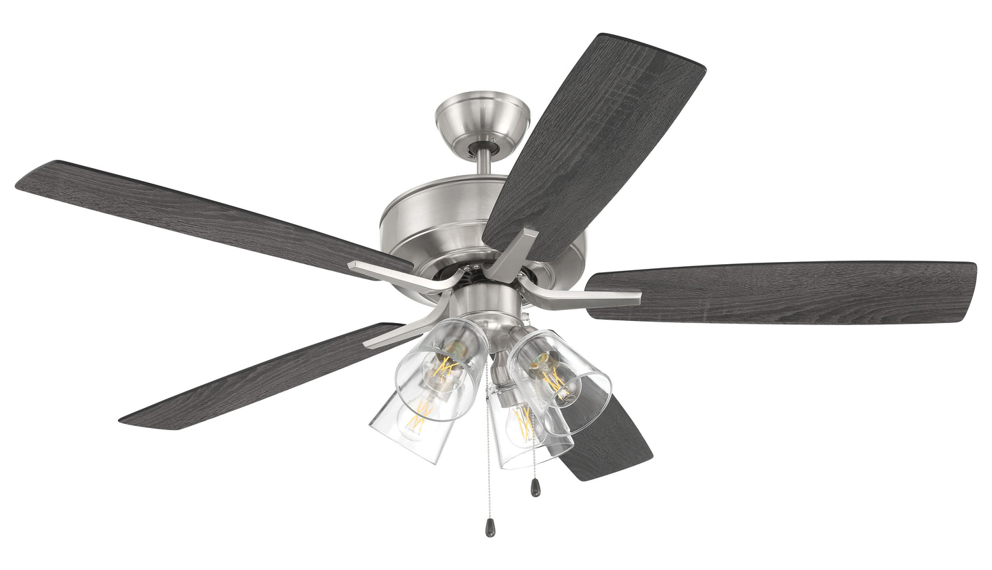 P104BNK5-52FBGW - Pro Plus 104 52" 5 Blade Ceiling Fan with Light Kit - Brushed Nickel