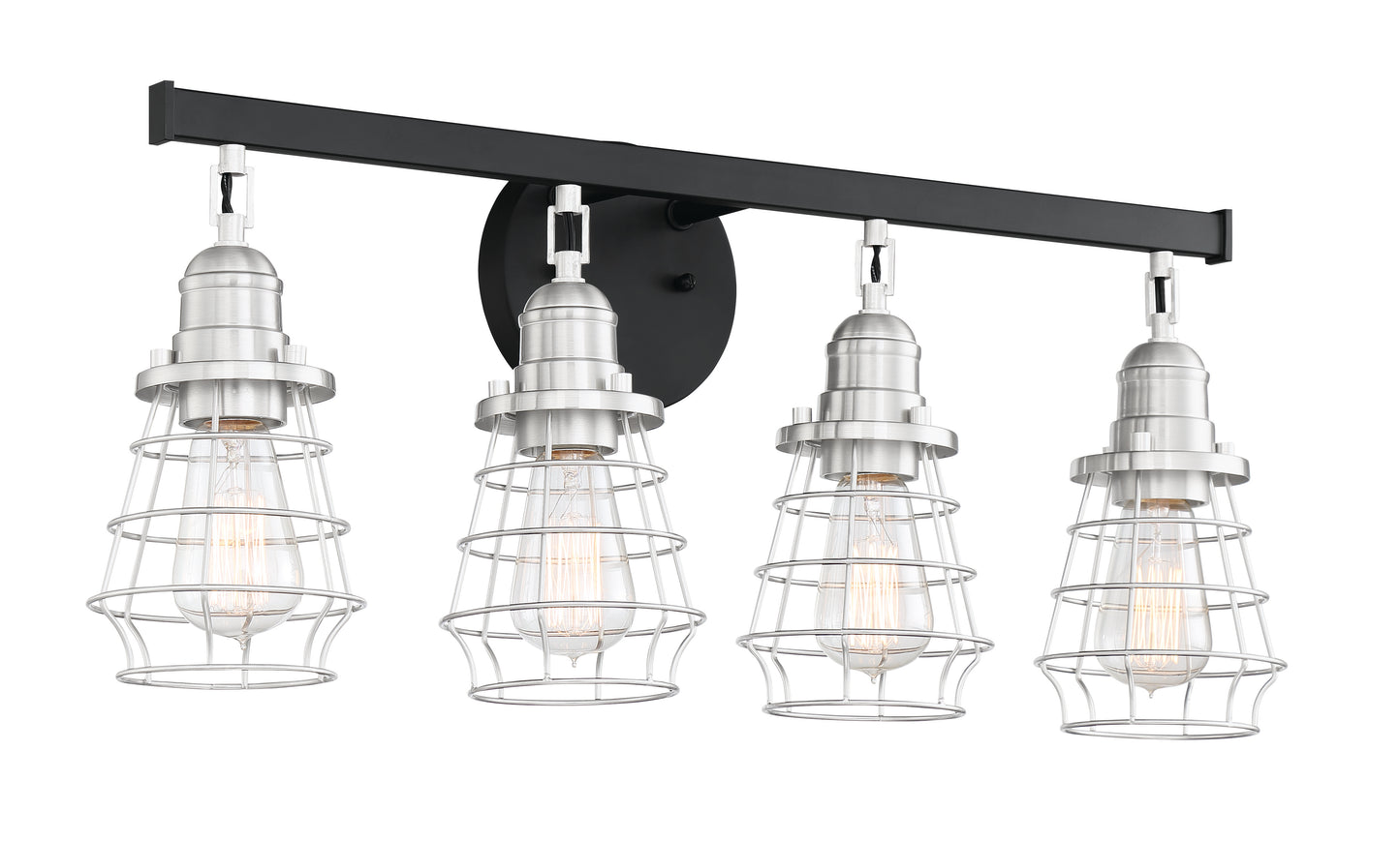 50604-FBBNK - Thatcher 4 Light 26" Wide Vanity Light - Flat Black / Brushed Polished Nickel