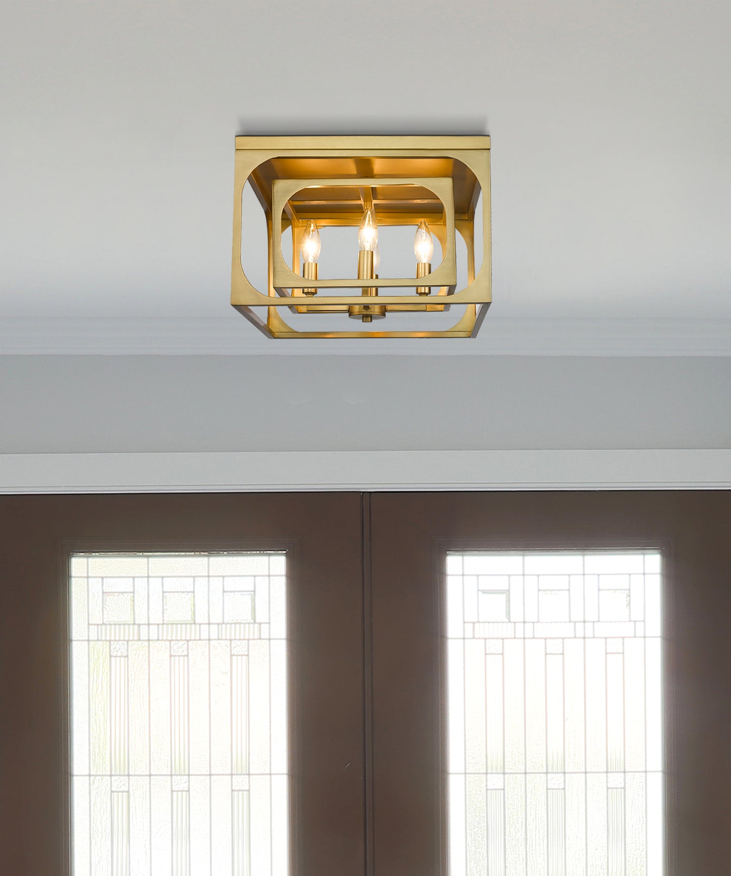 3038F-RB - Easton 4 Light Flush 15" Mount - Rubbed Brass