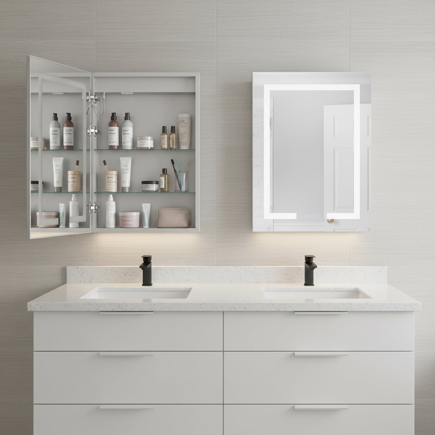 MIR2413M-W3C - 1 Light 24" Wide LED Cabinet Mirror - White