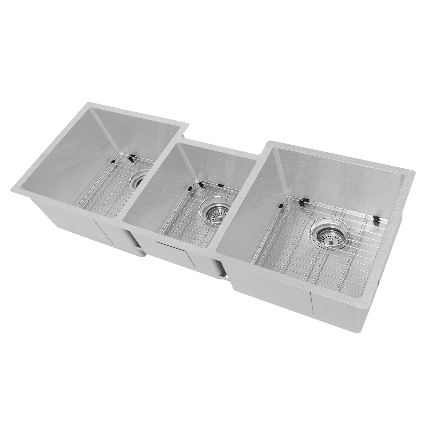 SLT-45S - 45" Breckenridge Undermount Triple Bowl Satin Stainless Steel Kitchen Sink with Bottom Grid