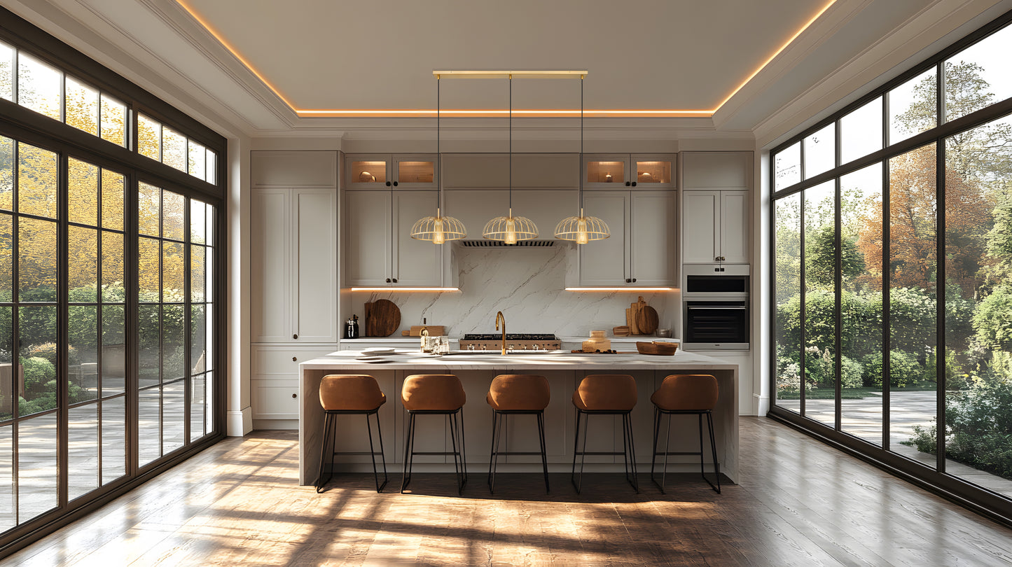 623P16-3L-MGLD - Valencia 3 Light Linear 56" Chandelier - Modern Gold