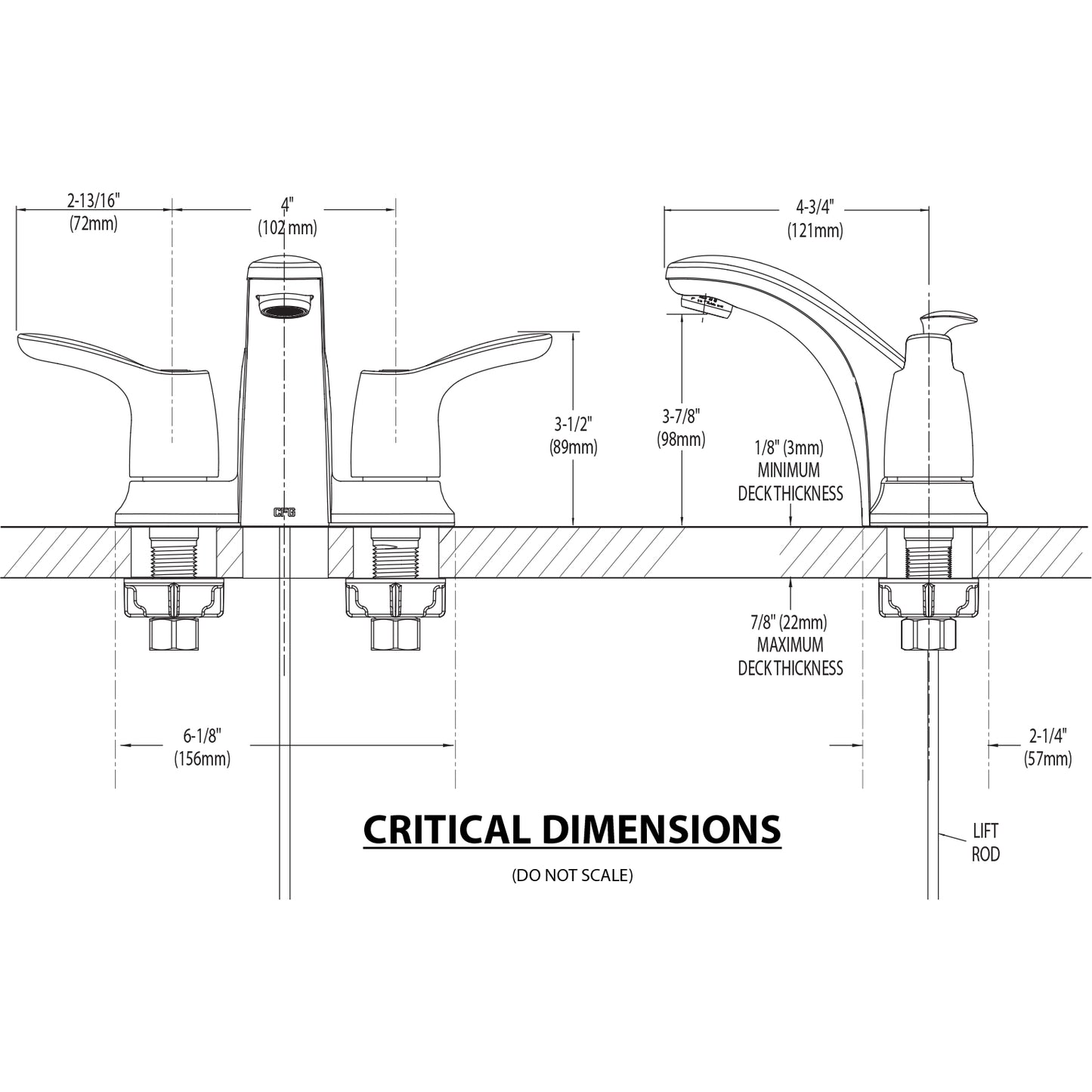 CA42211 - Baystone Centerset Bathroom Faucet with 50/50 Pop-Up Drain in Chrome