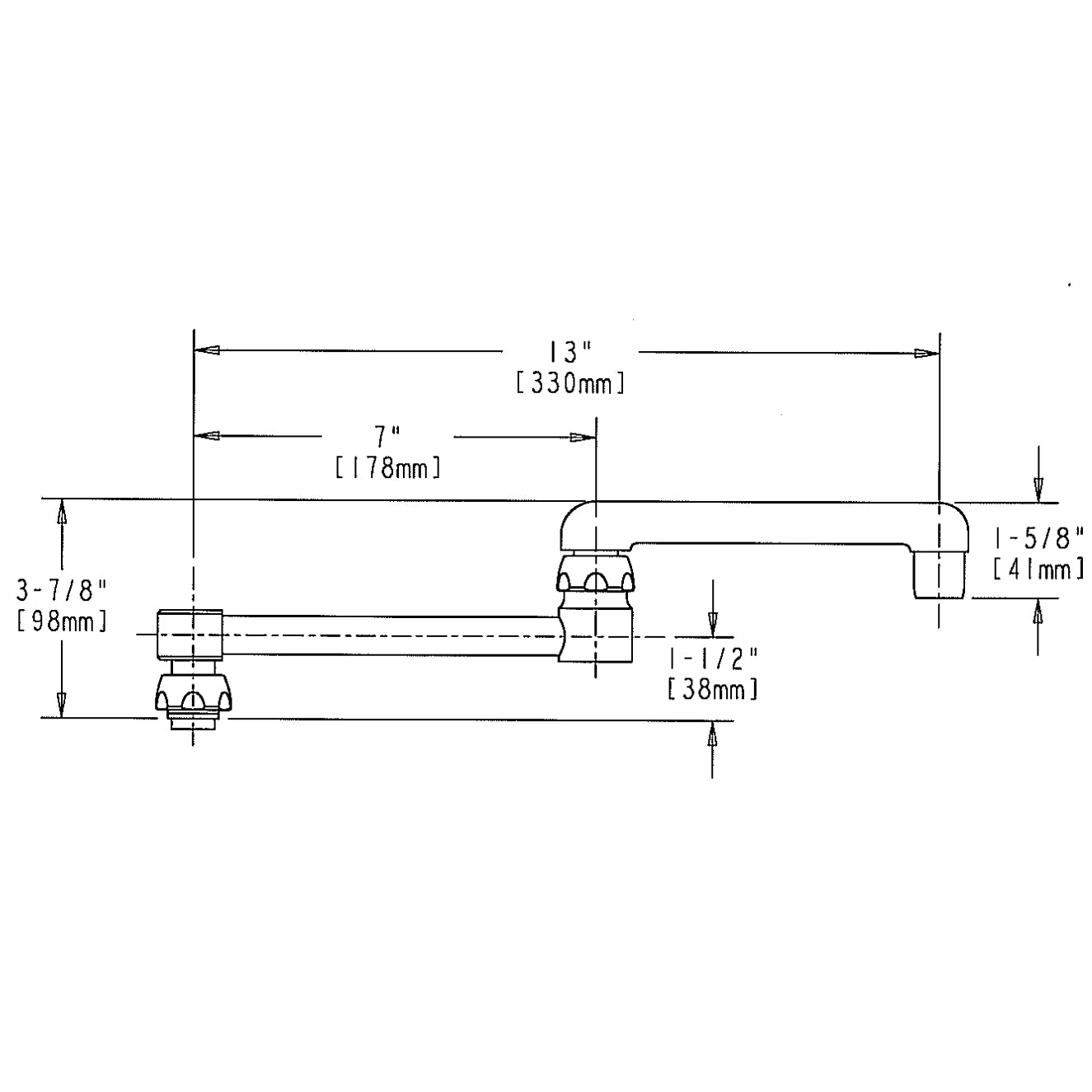 DJ13JKABCPP - 13" Double-Jointed Swing Spout