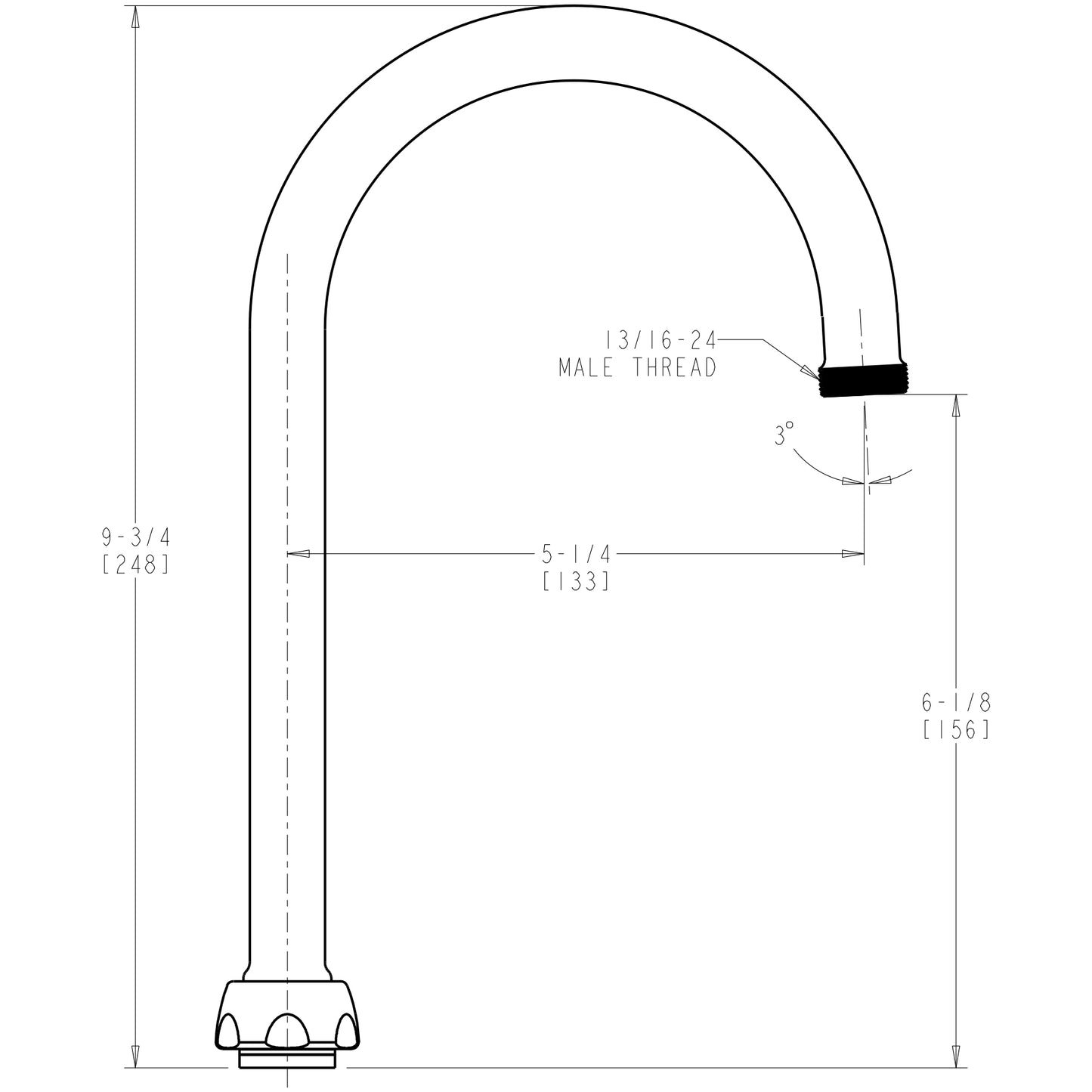 GN2AJKABCP - 5-1/4" Rigid Swing Gooseneck Spout