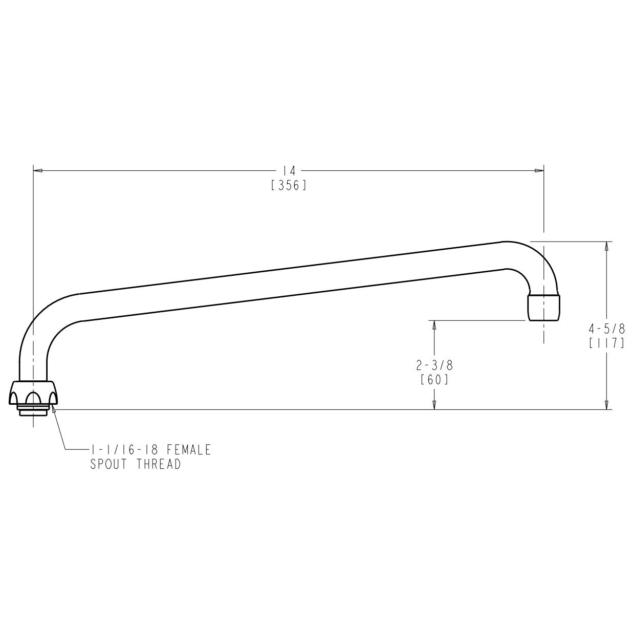 L15JKABCP - 14" L-Type Swing Spout - Polished Chrome