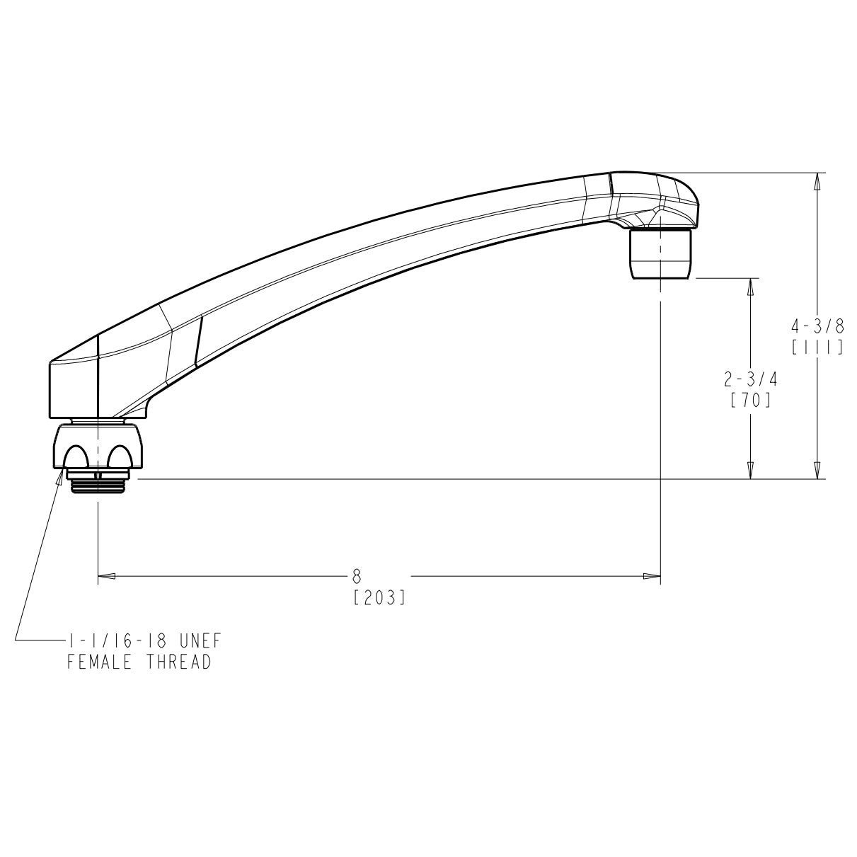 L8JKABCP - 8" L-Type Swing Spout - Polished Chrome