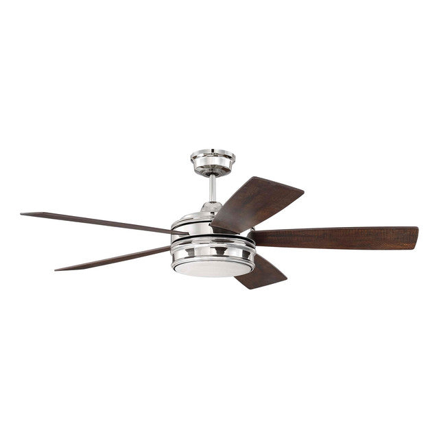 BRX52PLN5 - Braxton 52" 5 Blade Ceiling Fan with Light Kit - Remote & Wall Control - Polished Nickel
