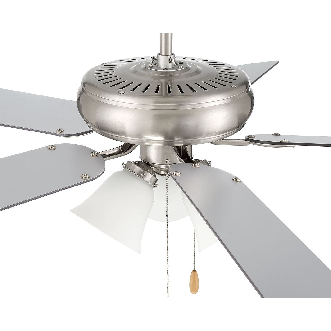 DCF52BNK5C3W - Decorator's Choice 52" 5 Blade Ceiling Fan with Light Kit - Pull Chain - Brushed Poli