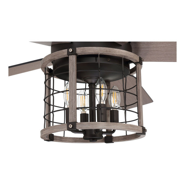 NIC56FBLW5 - Nicolas 56" 5 Blade Ceiling Fan with Light Kit - Remote & Wall Control - Flat Black / L