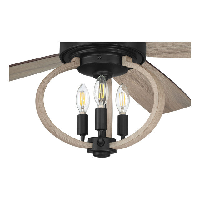 RSE52FB5 - Reese 52" 5 Blade Indoor / Outdoor Ceiling Fan with Light Kit - Wi-Fi Remote Control - Flat Black