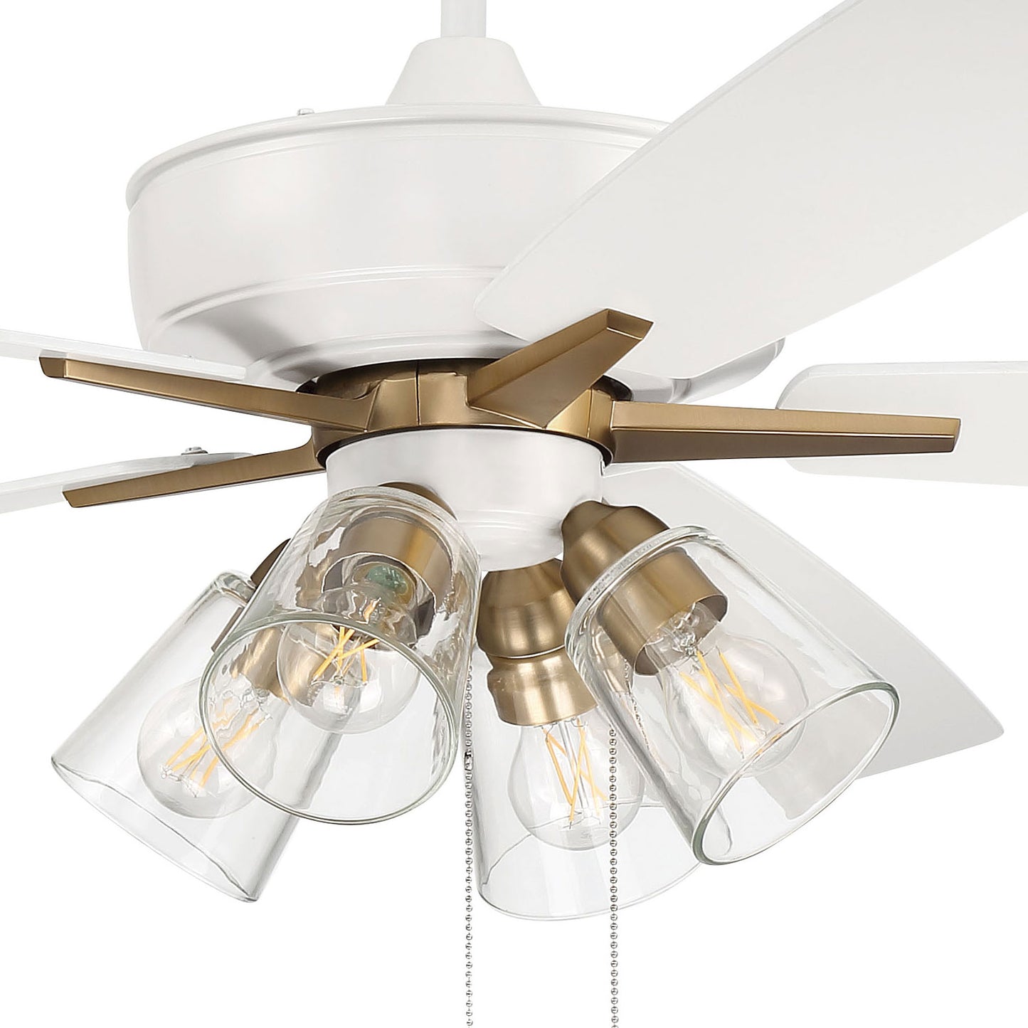 S104WSB5-60WWOK - Super Pro 104 60" 5 Blade Ceiling Fan with Light Kit - Pull Chain - White / Satin