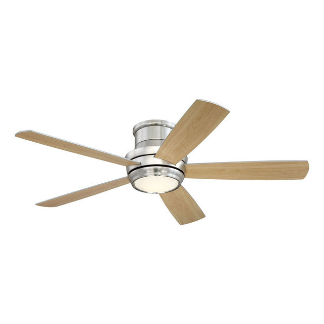 TMPH52BNK5 - Tempo Hugger 52" 5 Blade Ceiling Fan with Light Kit - Remote & Wall Control - Brushed P