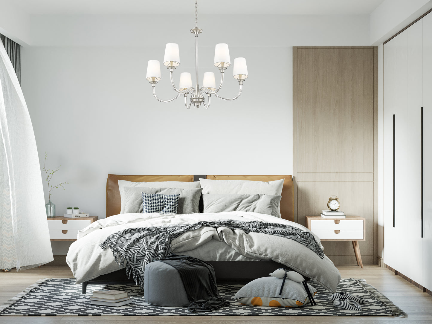 1950-6BN - Katerina 6 Light 32" Chandelier - Brushed Nickel