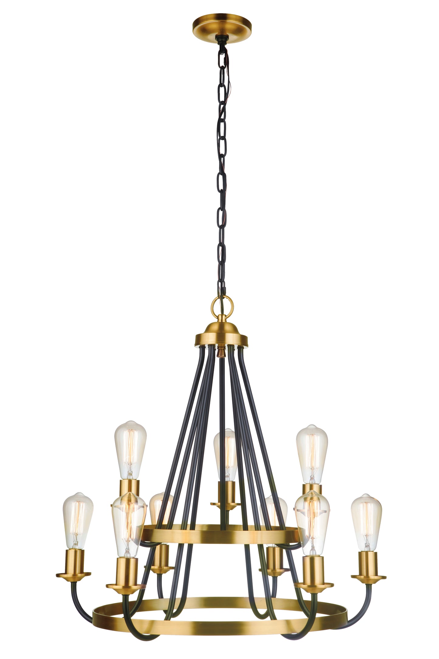 50329-FBSB - Randolph 9 Light 26" Wide Chandelier - Flat Black / Satin Brass