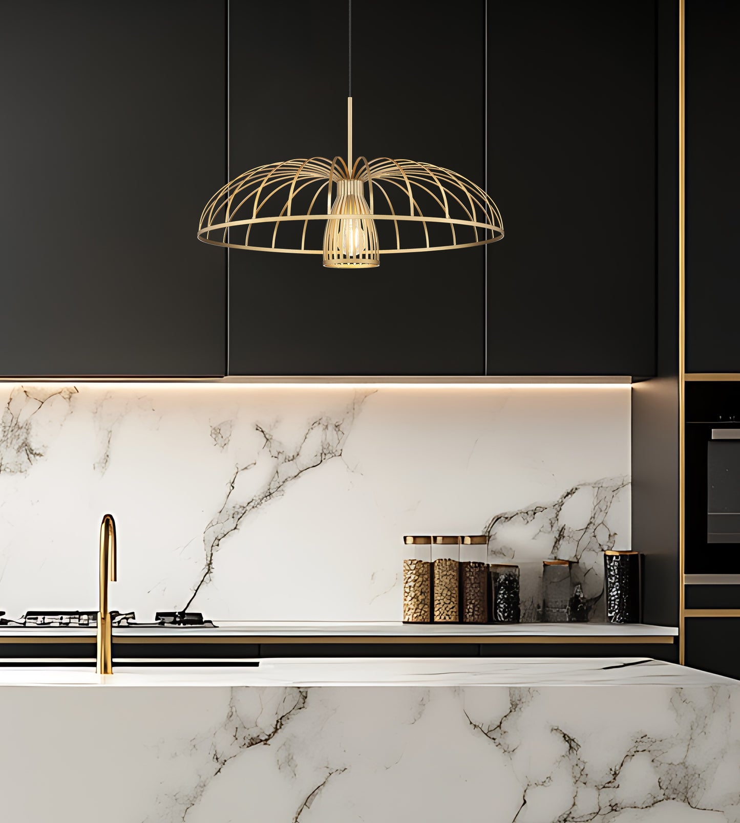 623P24-MGLD - Valencia 1 Light 24" Pendant - Modern Gold