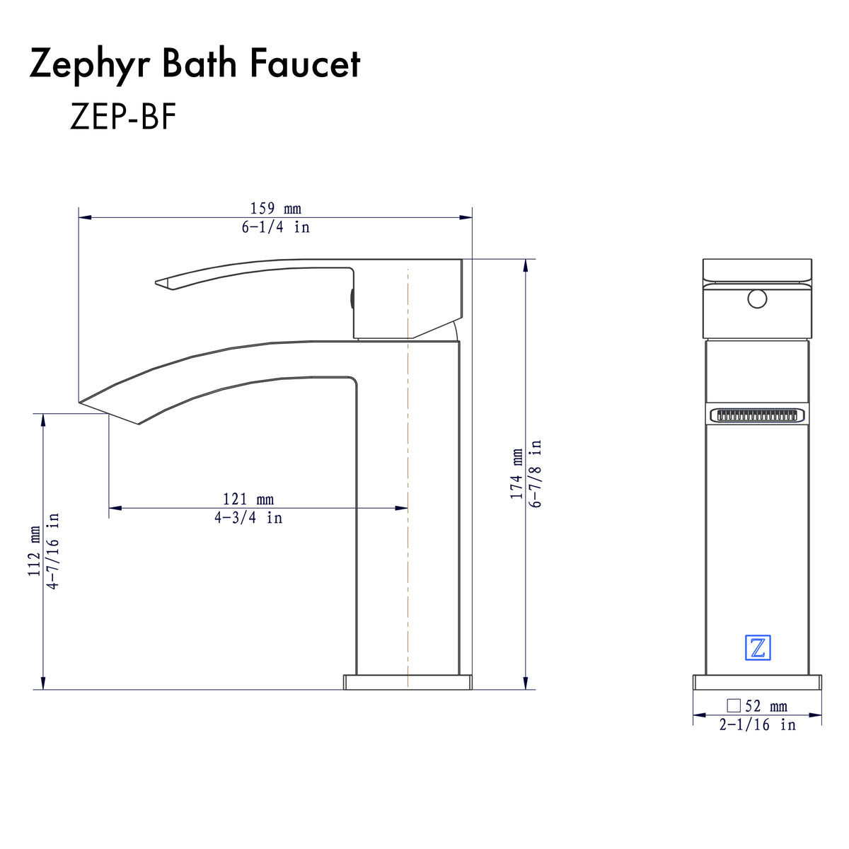 ZEP-BF-CH - Zephyr Bath Faucet in Chrome
