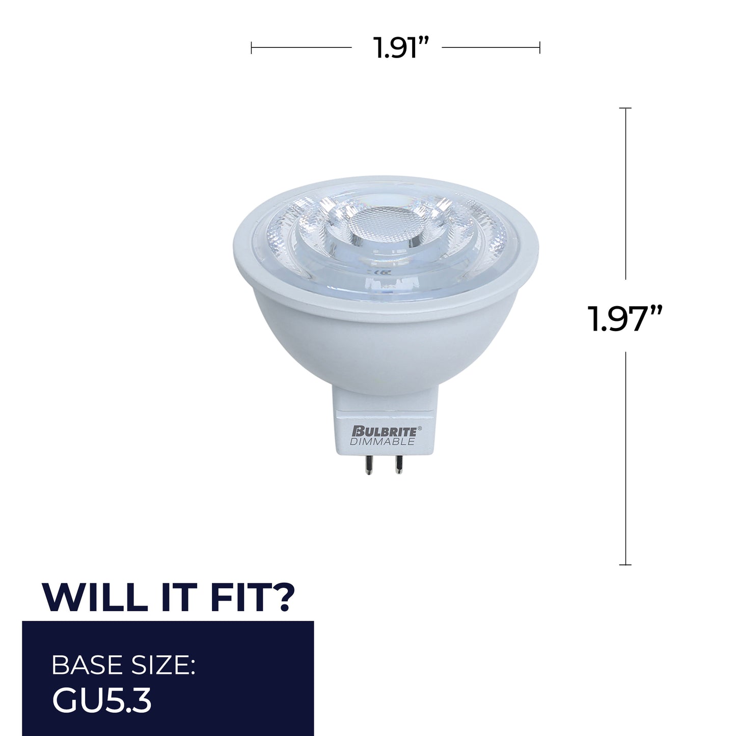 771088 - Dimmable MR16 LED GU5.3 Base Light Bulb - 7 Watt - 3000K - 2 Pack