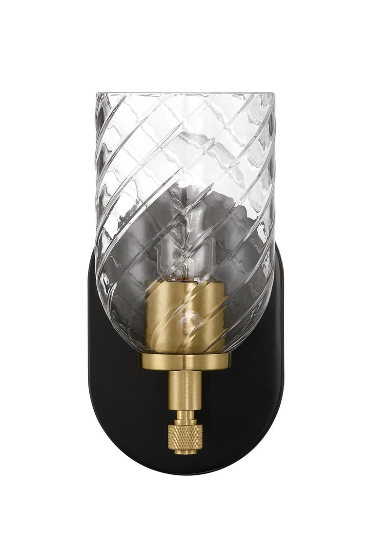 60301-FBSB-C - Council 1 Light 9" High Wall Sconce - Flat Black / Satin Brass