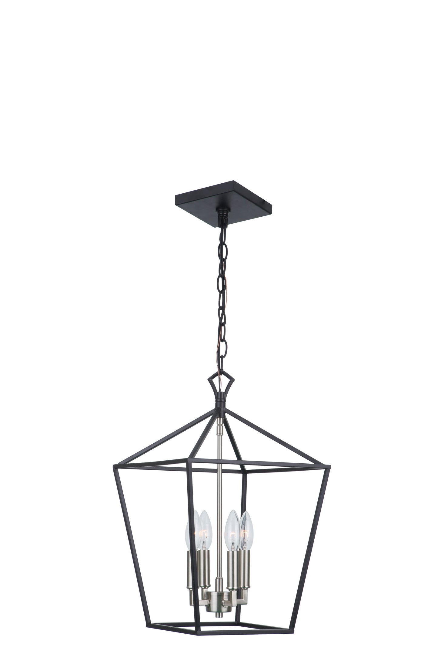 56334-FBBNK - Flynt II 4 Light 12" Wide Foyer Light - Flat Black / Brushed Polished Nickel