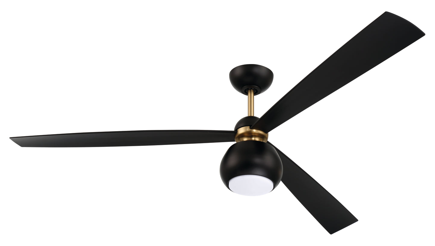 OTT60FBSB3 - Otto 60" 3 Blade Ceiling Fan with Light Kit - Flat Black / Satin Brass