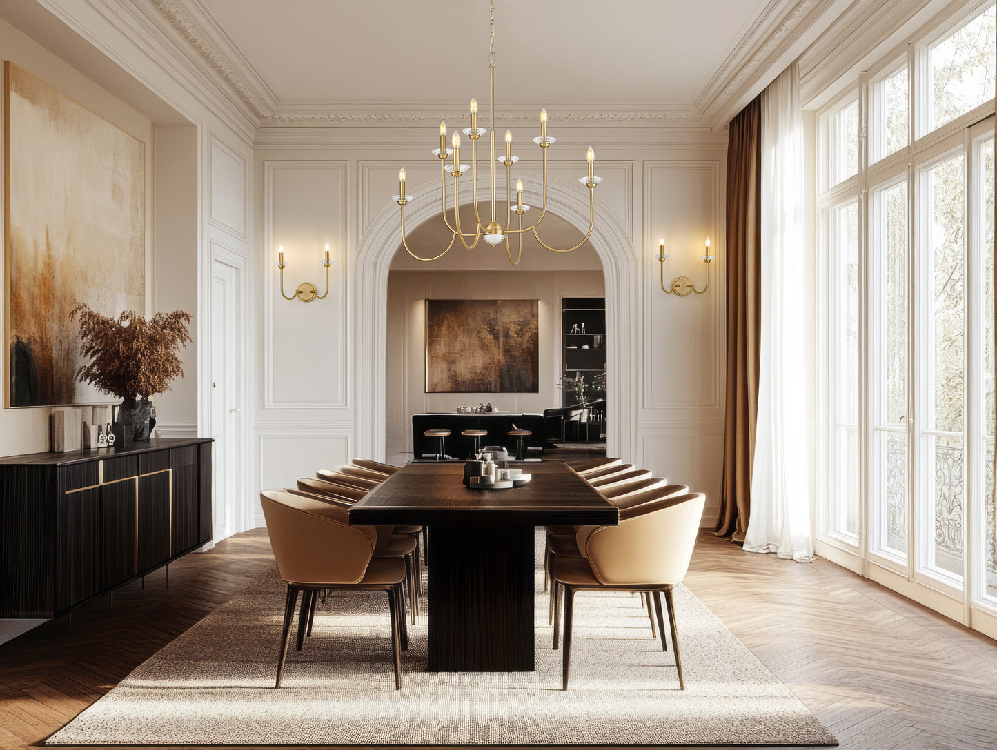 352-8MGLD - Allistair 8 Light 36" Chandelier - Modern Gold
