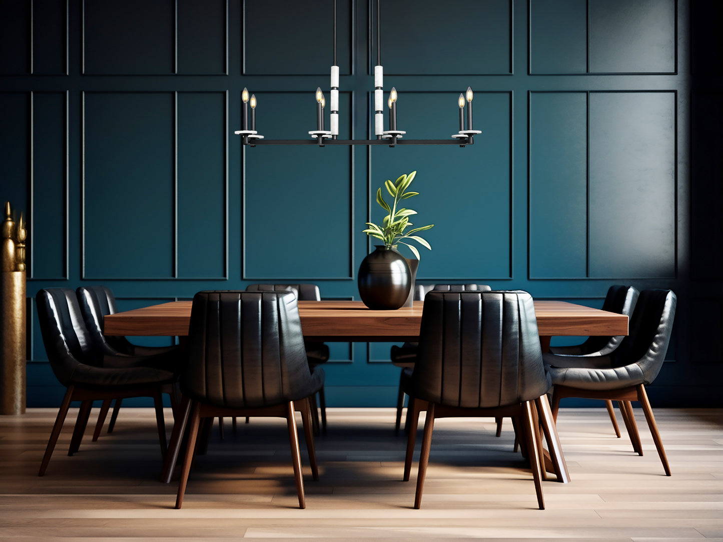 3045-8L-MB - Kaden 8 Light Linear 44" Chandelier - Matte Black