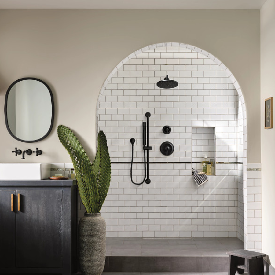 A725WR - Wrought Iron Circular Drop Ell for Handheld Showerhead - Matte Black