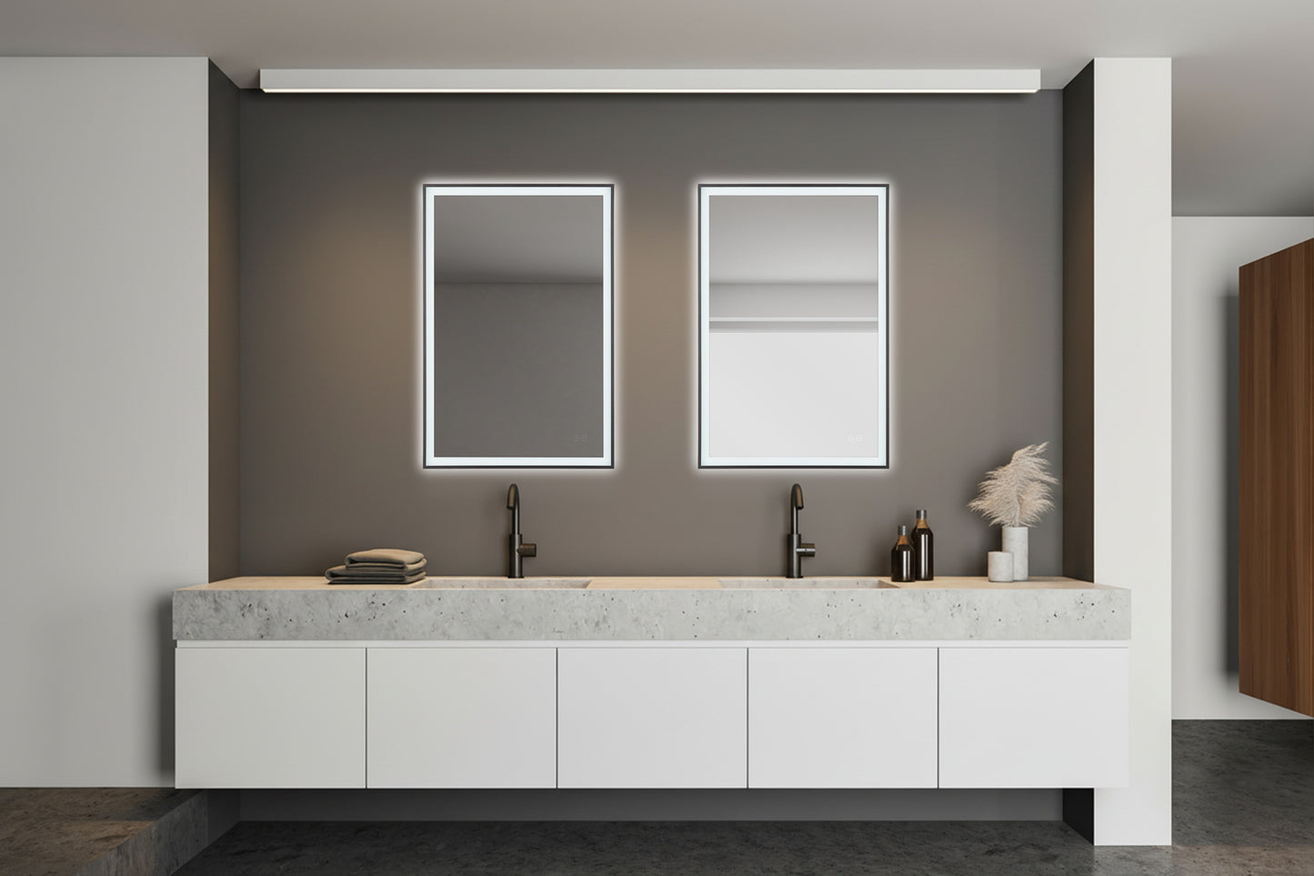 MIR2410RT-FB3C - SlimLite 1 Light 36" Wide Framed,LED Mirror - Flat Black