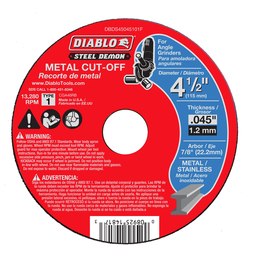 DBDS45045101F - Steel Demon 4-1/2" Type 1 Metal Cut-Off Disc