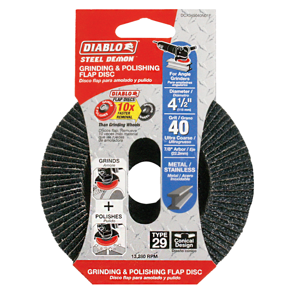 DCX045040N01F - 4-1/2" Steel Demon Flap Disc 40 Grit - Type 29
