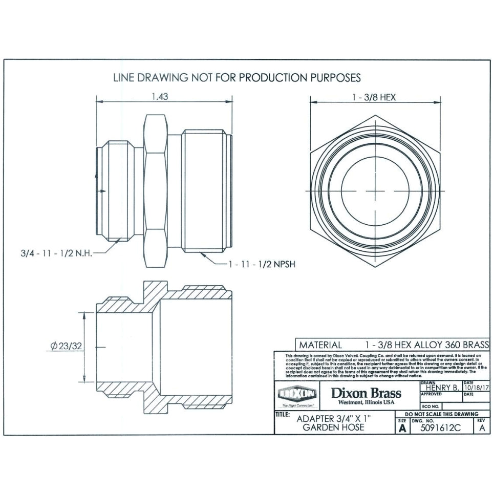5091612C - Brass Male Garden Hose Adapter