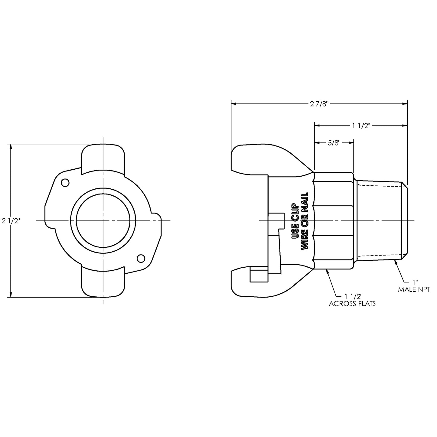 AM12 - 1" Iron Air King 2-Lug Male NPT End Pneumatic Fitting