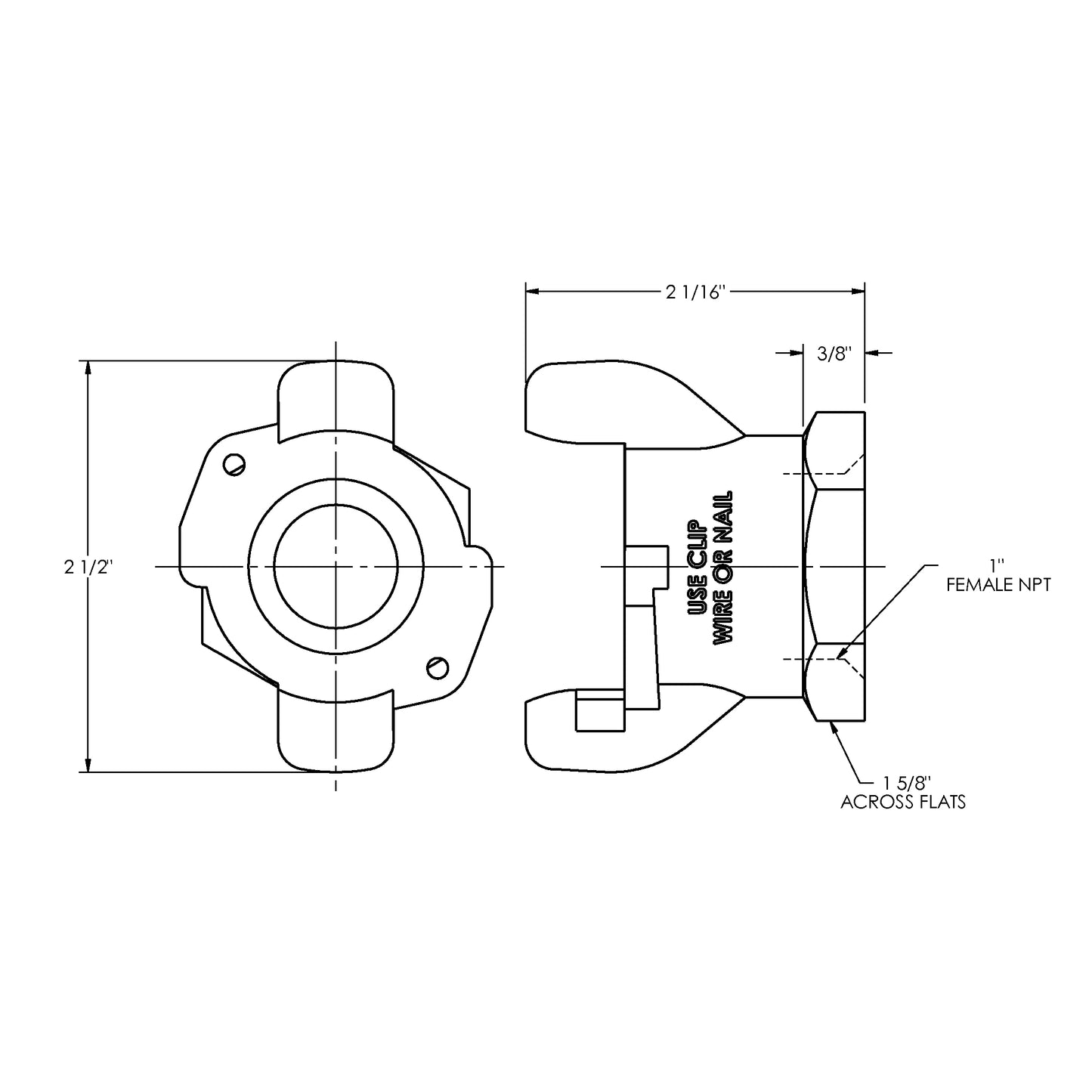 AM13 - 1" Iron Air King 2-Lug Male NPT End Pneumatic Fitting