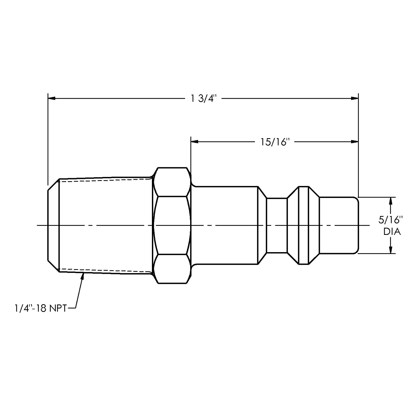 DCP21 - Air Chief Industrial Male Threaded Plug - 1/4" Body x 1/4" MNPT
