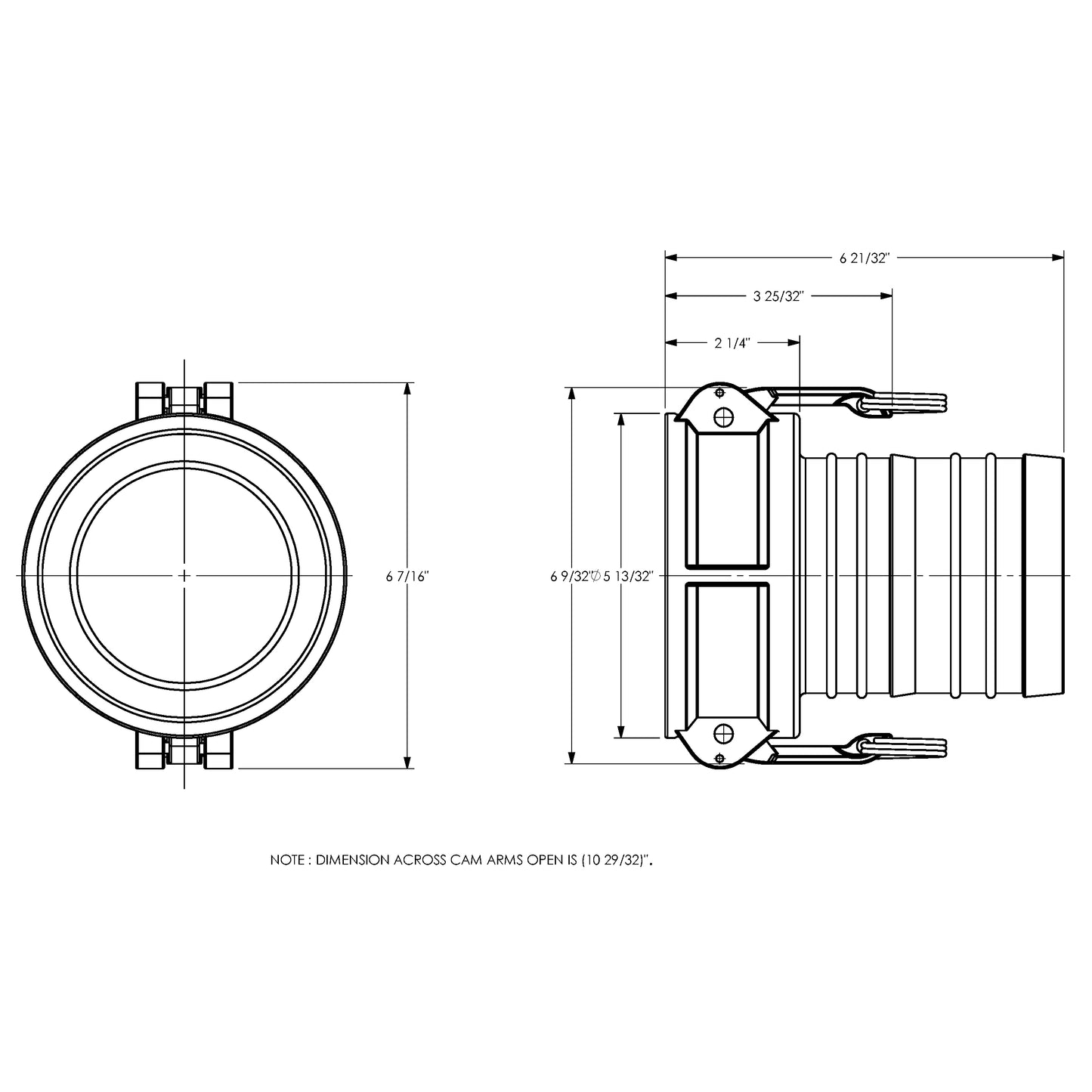 G400-C-AL - 4" Aluminum Cam & Groove Global Type C Coupler x Hose Shank