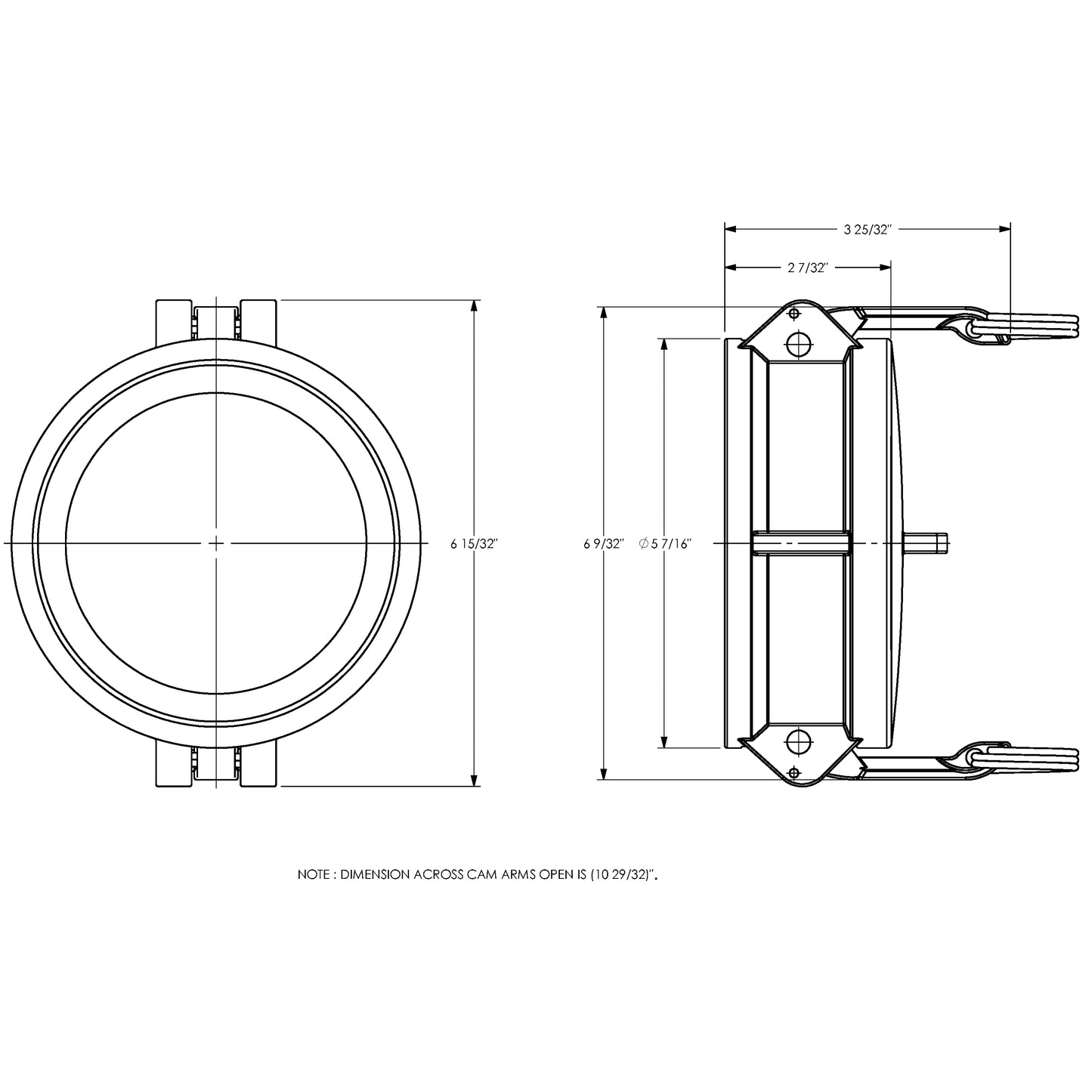 G400-DC-AL - 4" Aluminum w/Brass Handles Cam & Groove Global Type DC Dust Cap