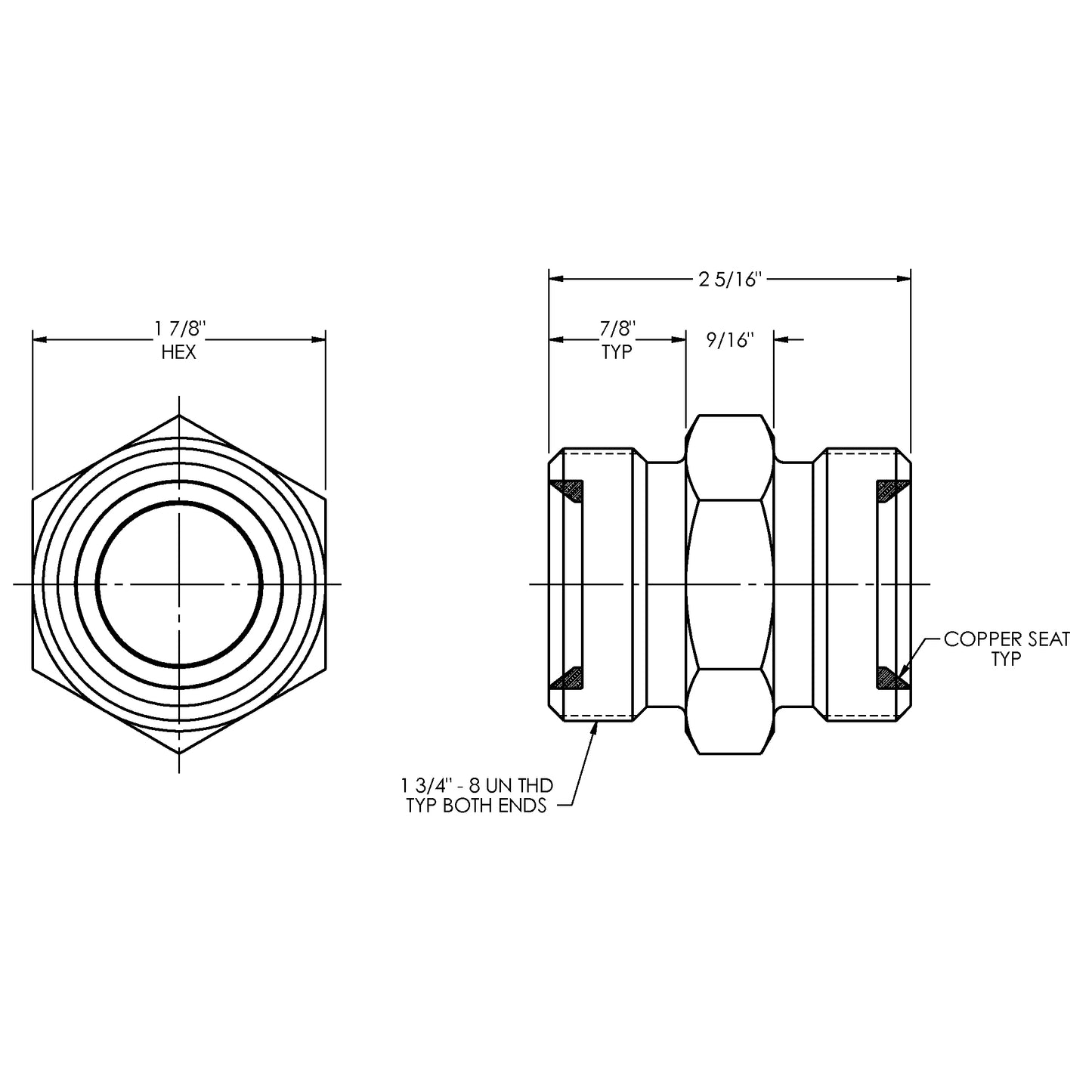GDL25 - 3/4" & 1" Boss Heavy Duty Plated Steel Ground Joint Air Hammer Double Spud