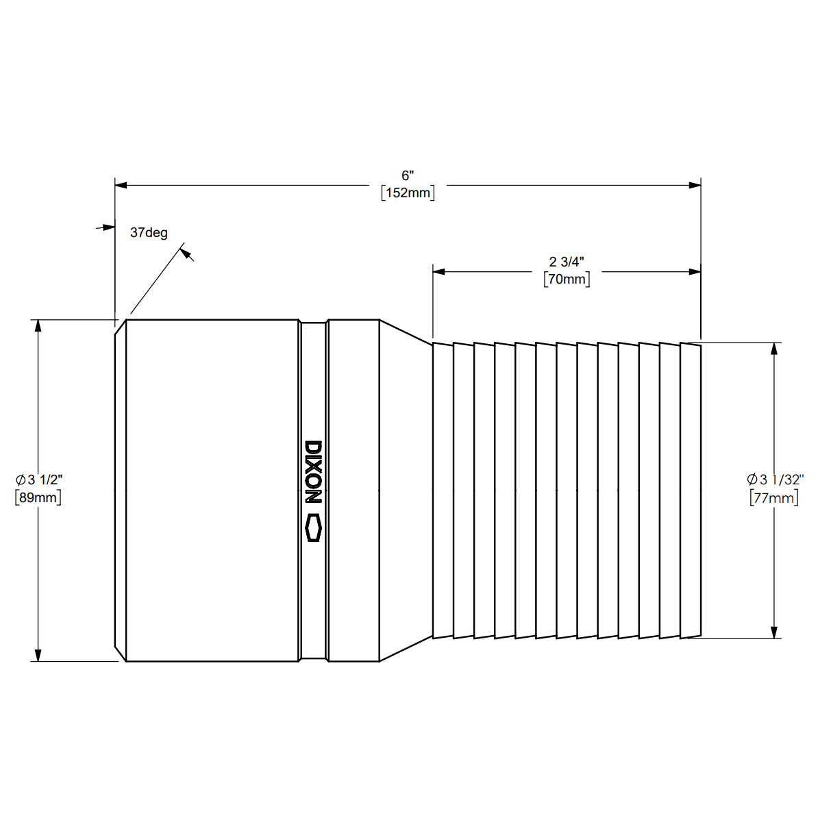 STB35 - 3" Plain Beveled End Combo Nipple Unplated Steel