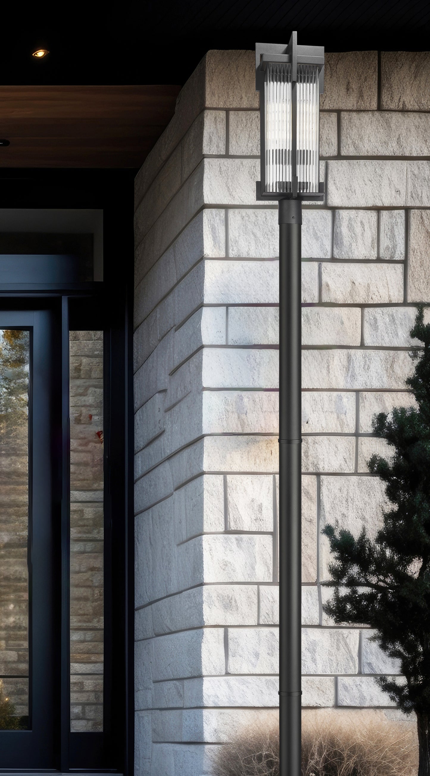 5031PHBR-5009P96-BK - Fortis 2 Light Outdoor Post Mounted 120" Fixture - Sand Black