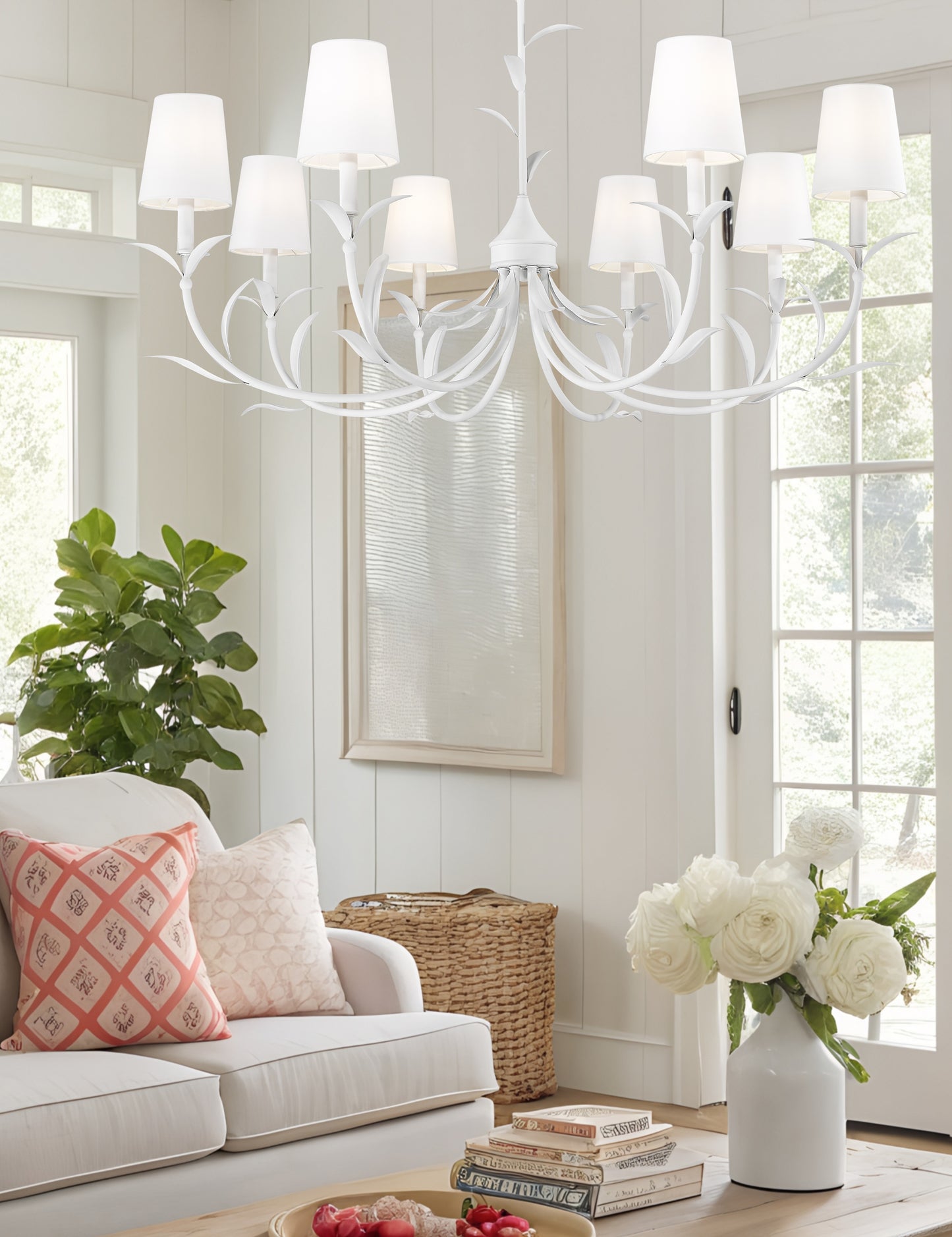 830-42TXWH - Aslin 8 Light 42" Chandelier - Textured White