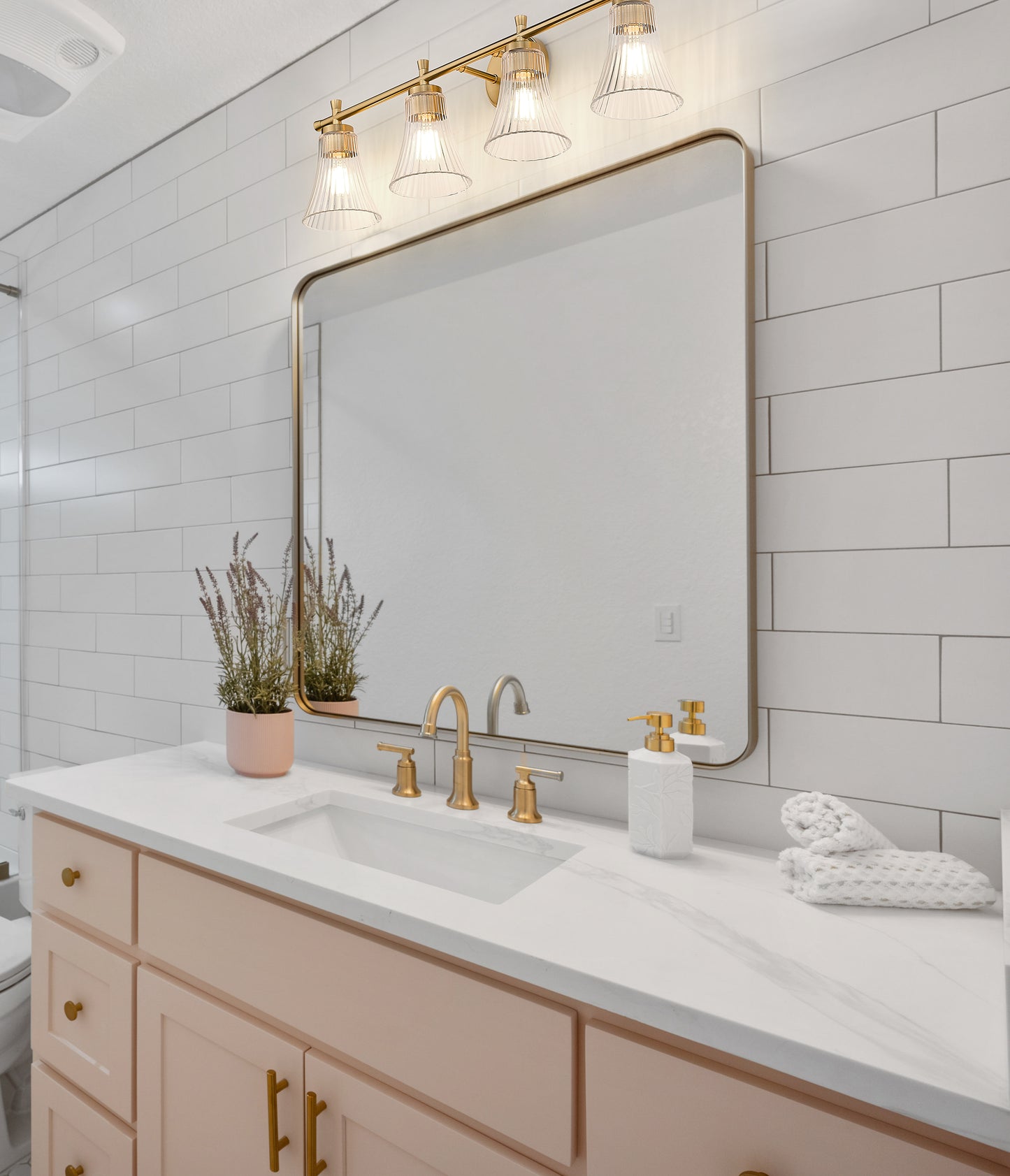 7519-4V-MGLD - Belle 4 Light 32" Vanity - Modern Gold