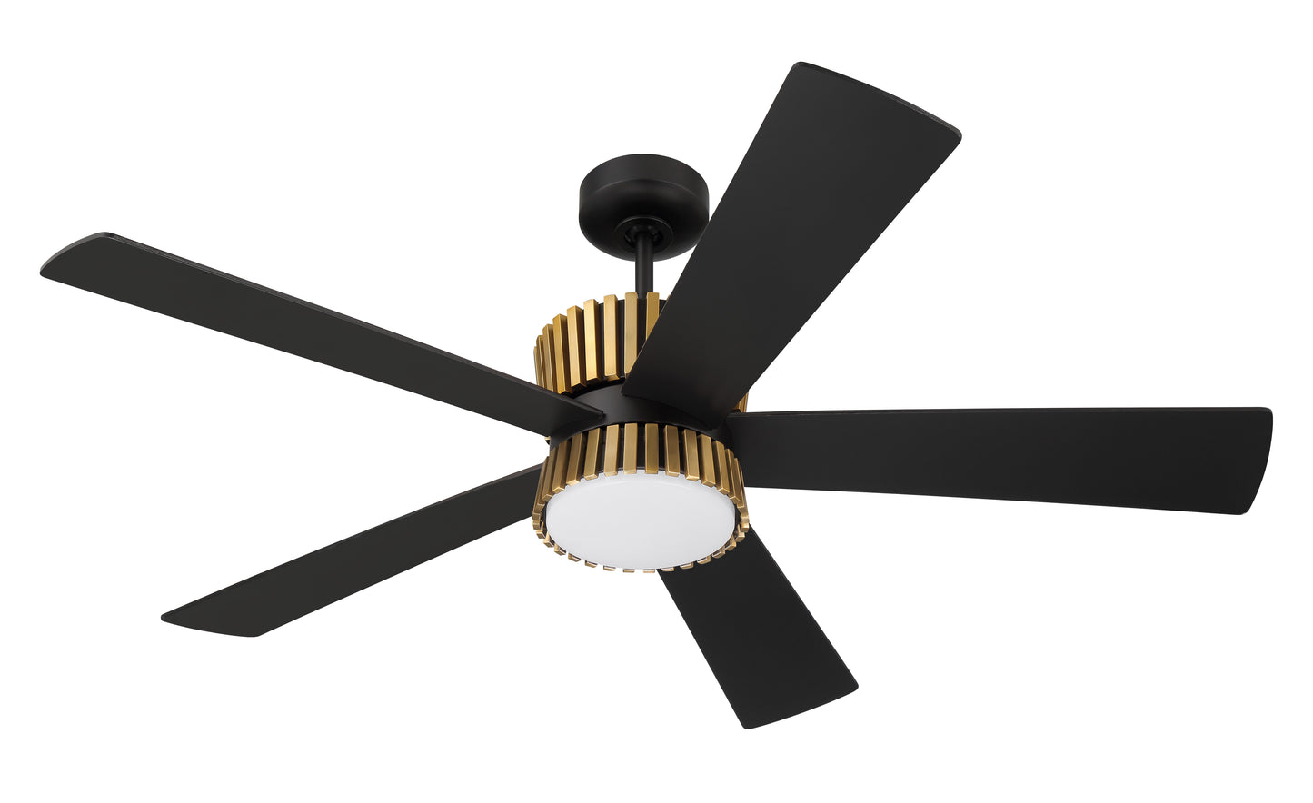 TRY52FBSB5-NWF - Theiry 52" Ceiling Fan no Wifi 52" 5 Blade Ceiling Fan with Light Kit - Flat Black / Satin Brass