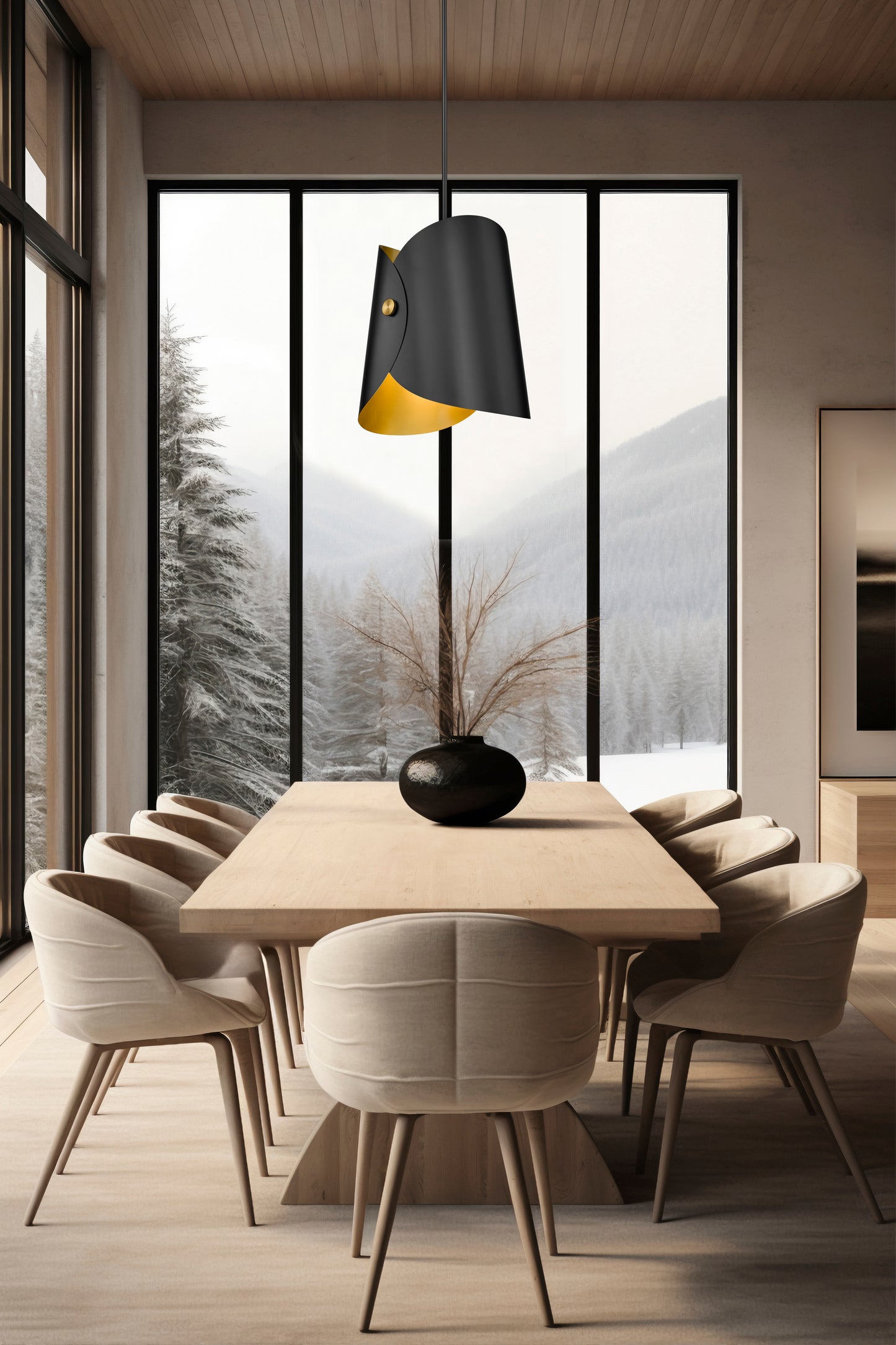 1951P18-MB - Salone 1 Light 14" Pendant - Matte Black