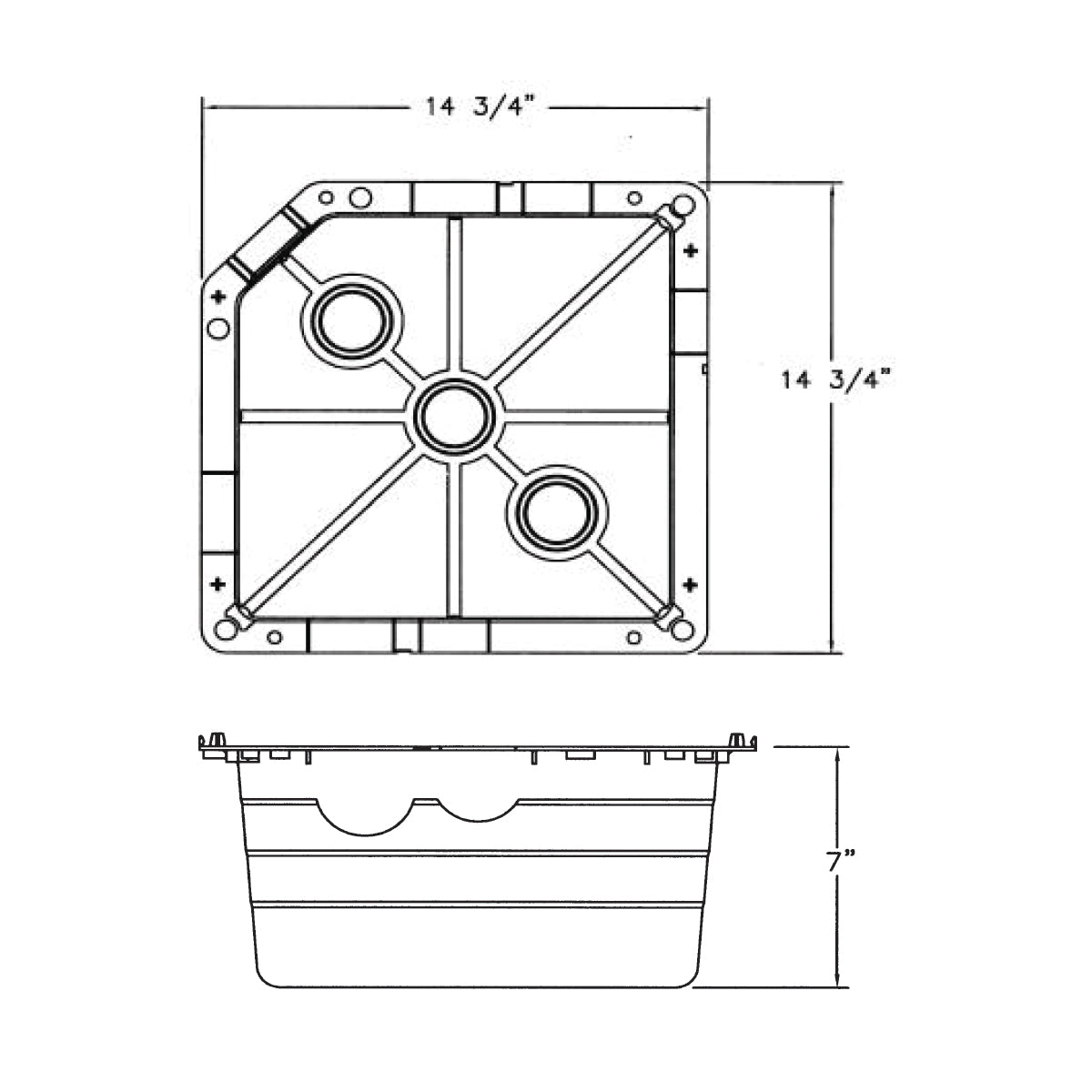 P-3000 - Right-Tite II Tub Box - 14-7/8" x 14-7/8" x 7" - 2 Pack