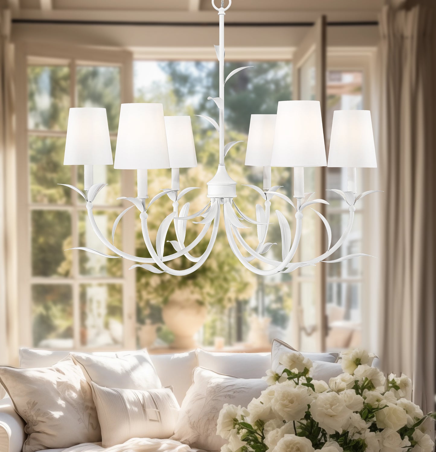 830-31TXWH - Aslin 6 Light 31" Chandelier - Textured White