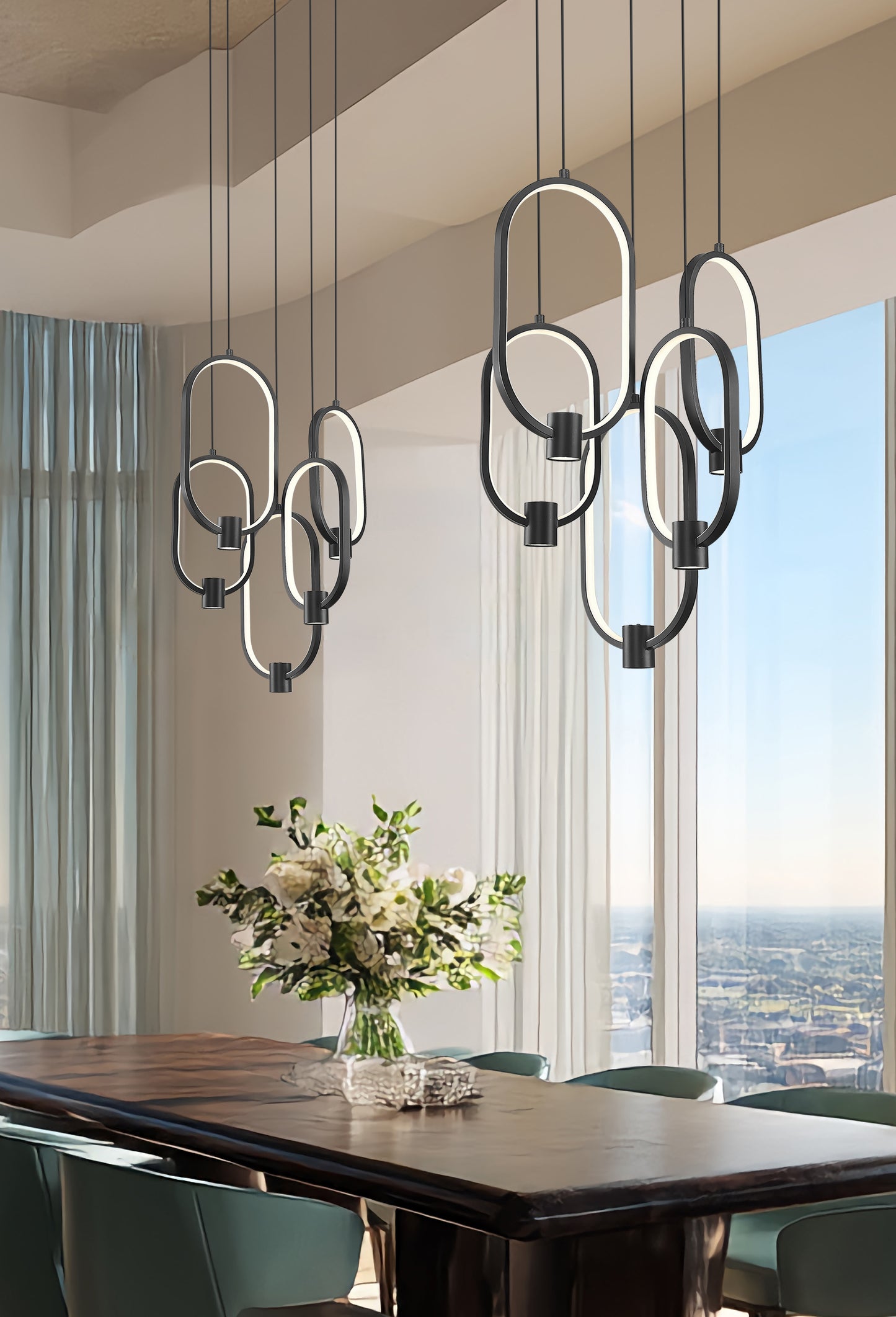 4101-5MB-LED - Saros 5 Light 18" Chandelier - Matte Black