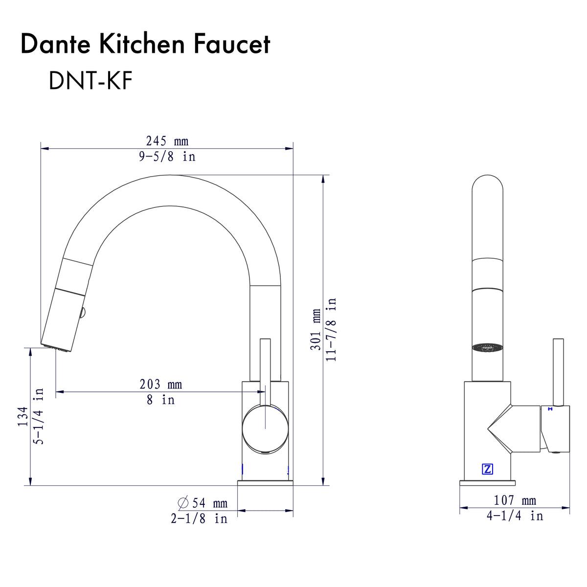 DNT-KF-BN - Dante Kitchen Faucet in Brushed Nickel