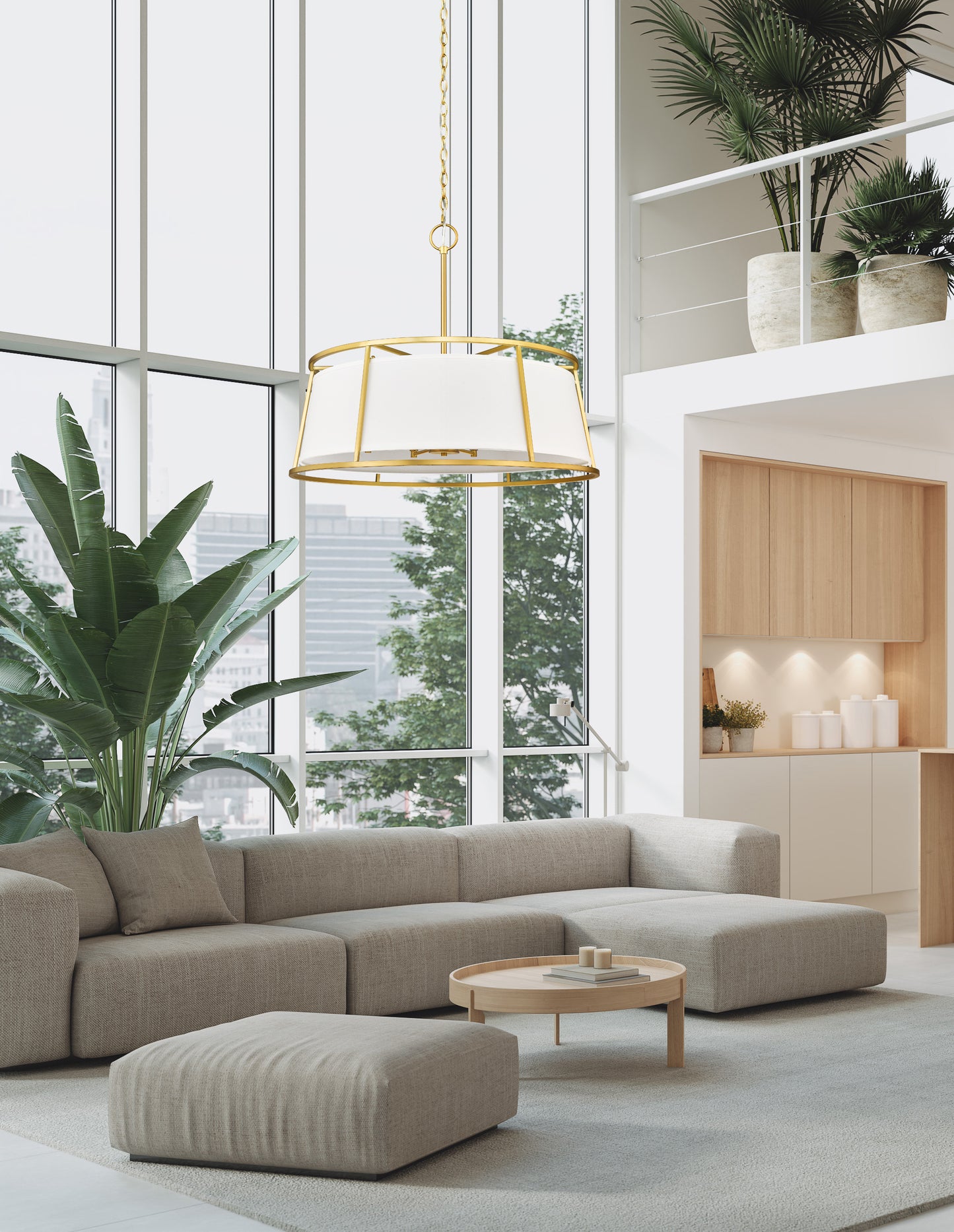 1935-32RB - Lenyx Pendant 8 Light 32" Chandelier - Rubbed Brass